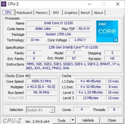 Intel Core i3-12100F (12th Gen) CPU: LGA 1700, 10nm, 4C/8T, 3.3GHz Base,  4.3GHz | Jawa