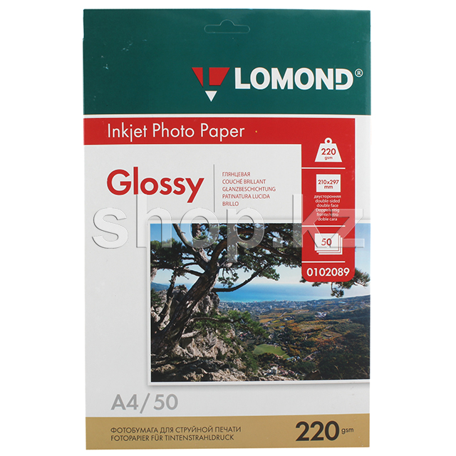 Lomond A4, 220г/м2, 50 парақ, жылтыр, екi жақты, қағазы