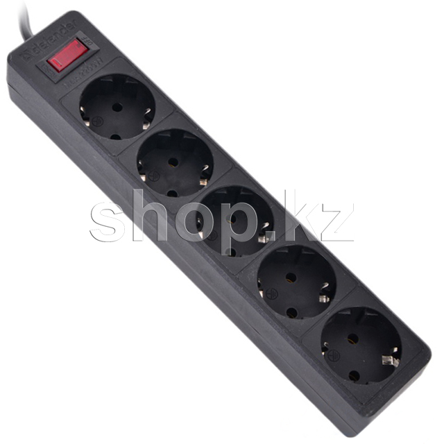 Defender ES, 5 розетка, 1.8м, Black желілік сүзгісі