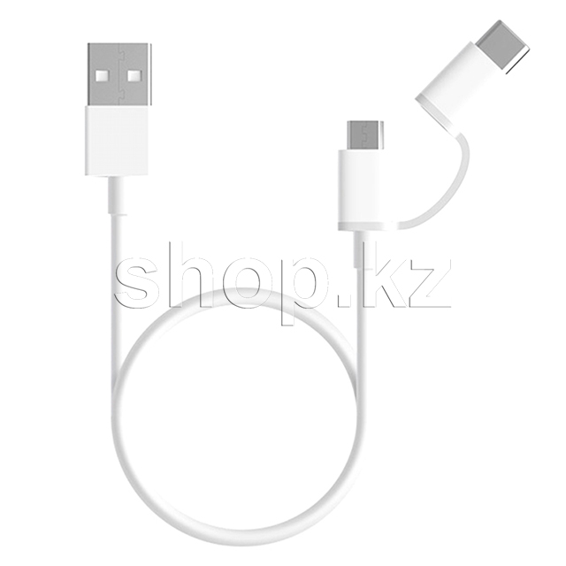 Micro USB Type-C, Xiaomi SJX01ZM, 0.3 m, White интерфейс кабелі
