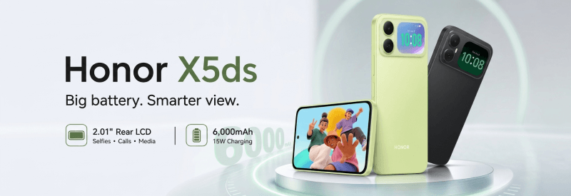 Honor X5ds: бюджетный смартфон с задним дисплеем и аккумулятором на 6000 мАч
