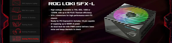 ASUS ROG представляет серию высокоэффективных блоков питания в компактном формате SFX-L – ROG Loki