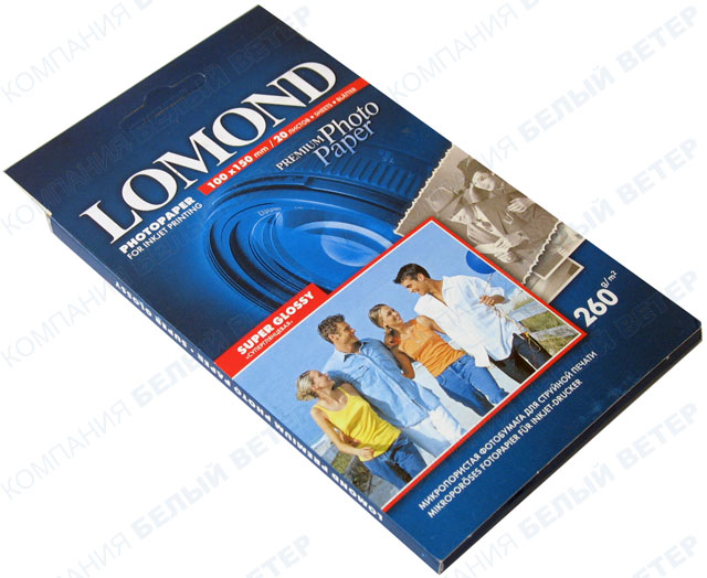 Бумага Lomond A6 (10x15), 20 листов, суперглянцевая, двусторонняя