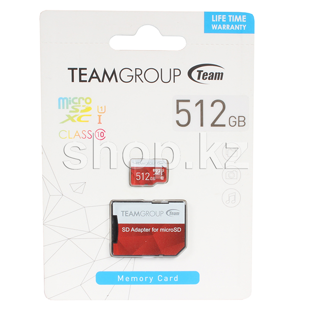 Micro SDXC 512Gb Team Group, Class 10 UHS-I U1 жад картасы, адаптер