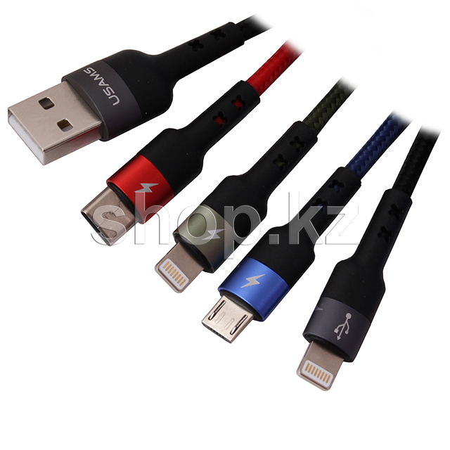 USB Type-C/Lightning/Micro USB Usams SJ-349, Black интерфейс кабелі