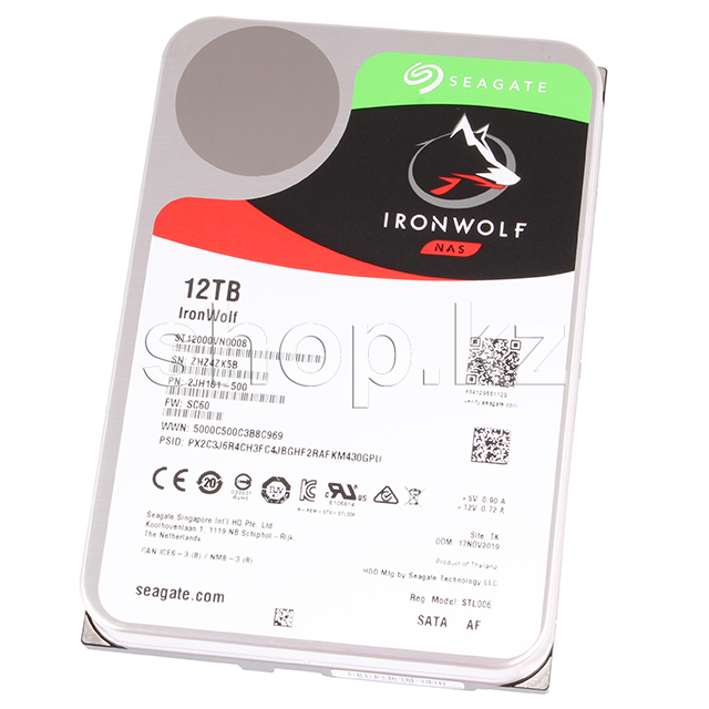 Жесткий диск HDD 12000 Gb Seagate IronWolf NAS (ST12000VN0008), 3.5", 256Mb, 7200rpm, SATA III