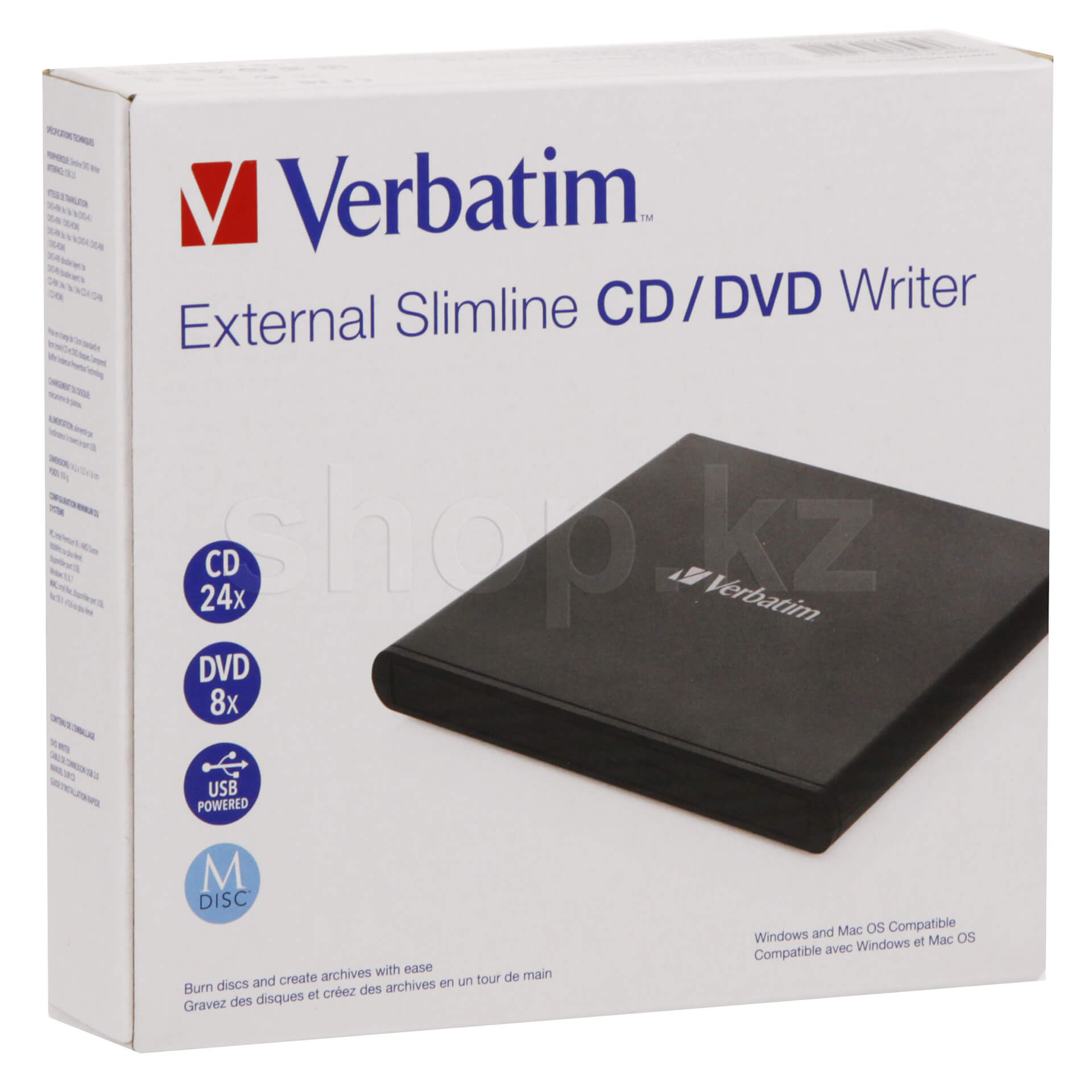 ᐈ Оптический привод USB DVD+R/RW&CDRW Verbatim Slimline 53504, Black –  купить в интернет-магазине Белый Ветер | Доставка в Алматы, Нур-Султан  (Астану) и другие города Казахстана