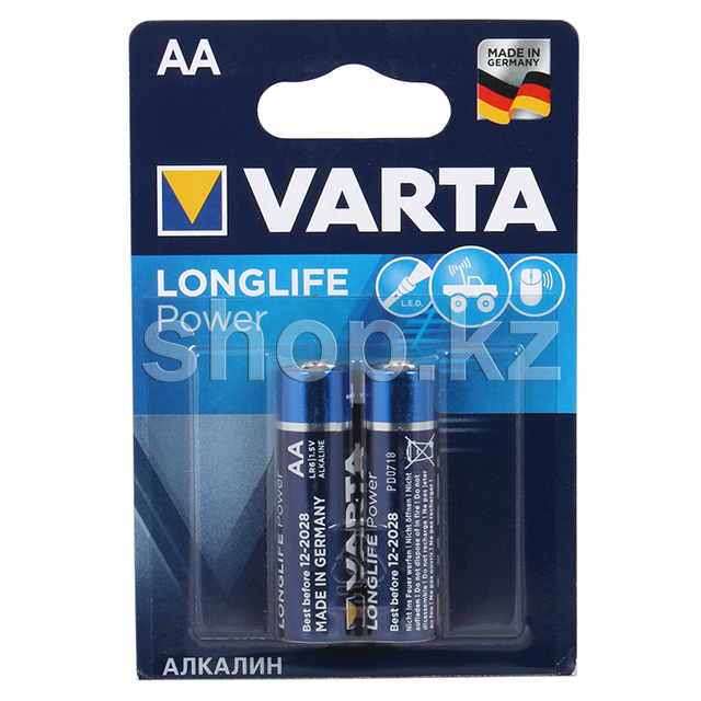 Батарейка Varta AA LR6 MN1500 Longlife Power, 1.5V (2шт.)