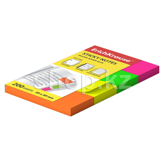 ErichKrause 7324 Neon, 200 парақ, жабысқақ жиегі бар қағаз бетбелгілері