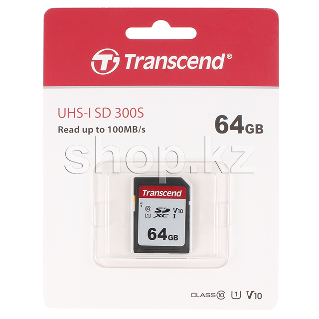 SDXC 64Gb Transcend, Class 10 UHS-I U1 (TS64GSDC300S) жад картасы