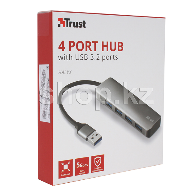 ᐈ USB HUB 4-port USB 3.2 Trust Halyx Aluminium, Black – купить в  интернет-магазине Белый Ветер в Алматы, Астане и других городах Казахстана