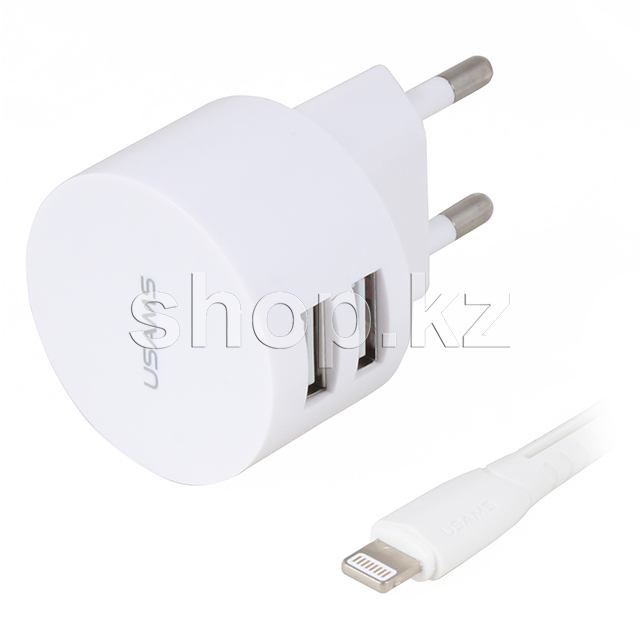 Зарядное устройство Usams XTXLOGT1804, сеть, для USB-устройств, White