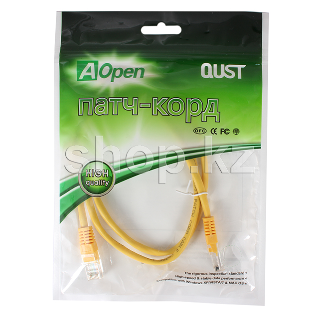 Patch cord RJ-45 5е cat AOpen ANP511-Y, UTP, 1m, OEM, Yellow